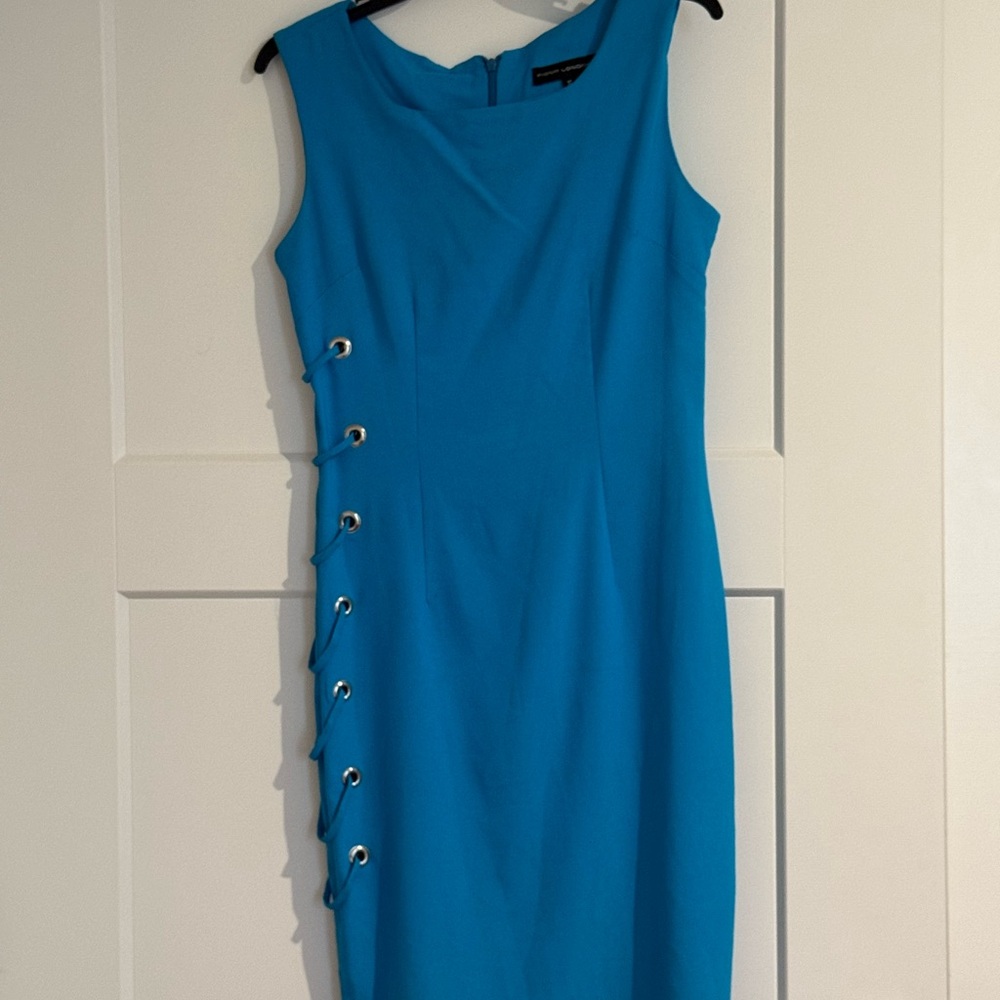 Fiona London Blue Sleeveless Sheath Dress with Crew Neck